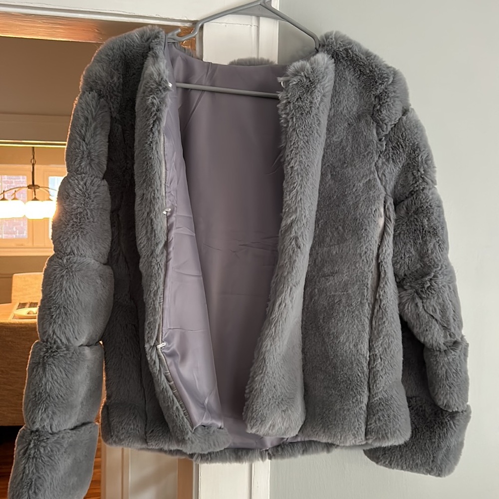 Grey Fuzzy Jacket - Picture 2 of 2